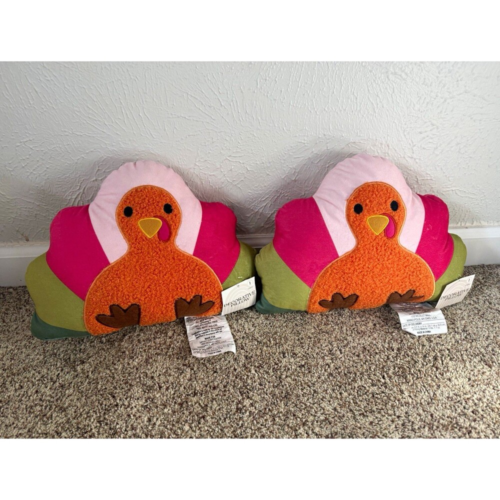 Target Turkey Decorative Pillows Set of 2 NWT 9.5” x 14” Thanksgiving Fall Decor